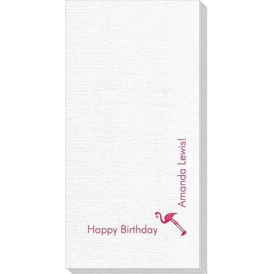 Corner Text with Flamingo Design Deville Guest Towels